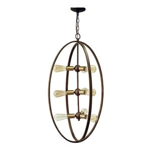 Yosemite Home Decor Alpha 9-Light Metal Chandelier in Distressed Antique Brass