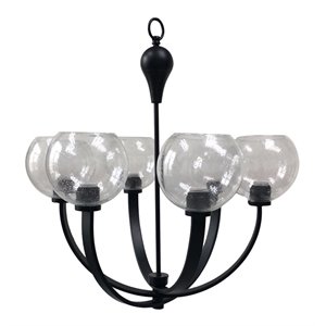 Yosemite Home Decor Orion 6-Light Metal Chandelier in Clear Seeded/Matte Black