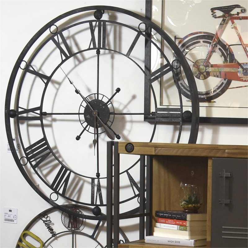 Yosemite Home Decor Transitional Metal Tower Wall Clock in Black