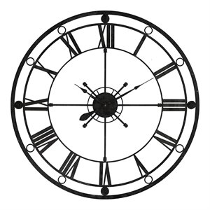 Yosemite Home Decor Transitional Metal Tower Wall Clock in Black