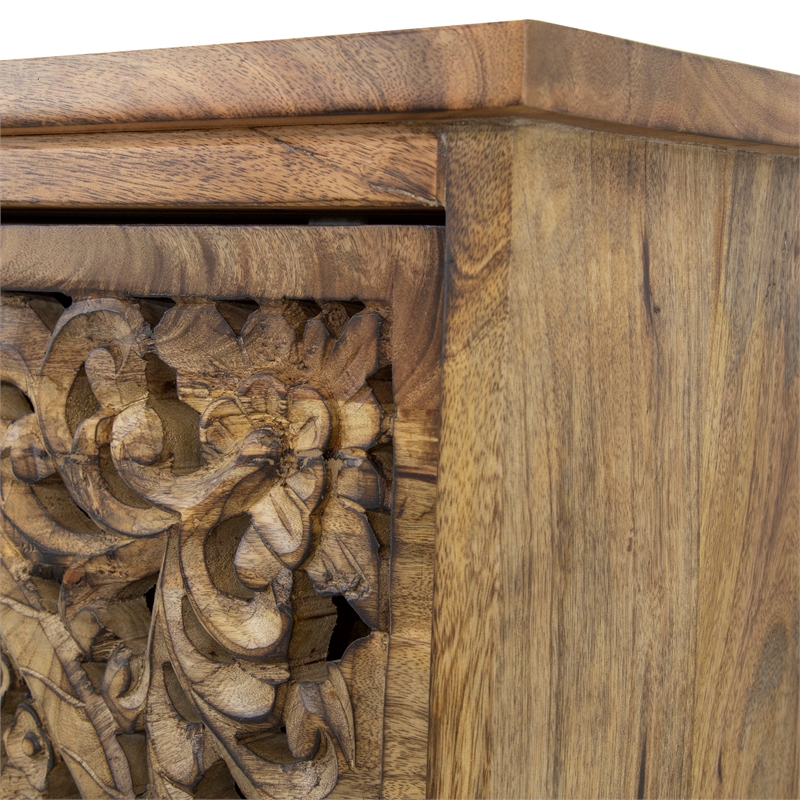 Yosemite Home Decor Gracia Large Mango and Solid Acacia Wood Cabinet in Brown