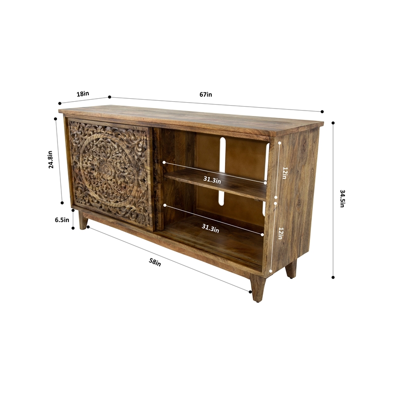 Yosemite Home Decor Gracia Large Mango and Solid Acacia Wood Cabinet in Brown