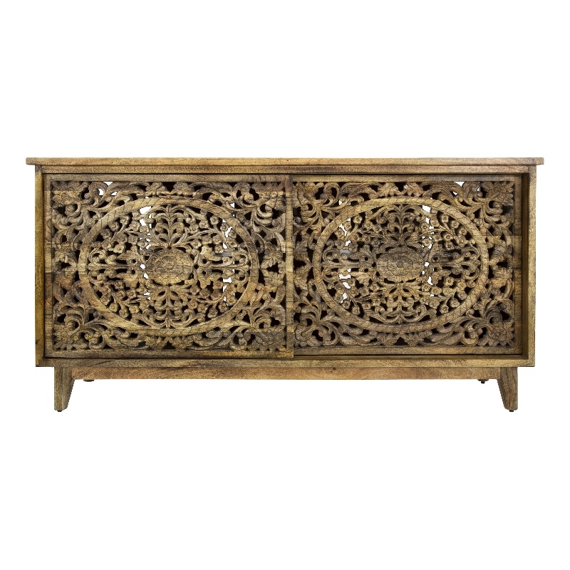 Yosemite Home Decor Gracia Large Mango and Solid Acacia Wood Cabinet in Brown