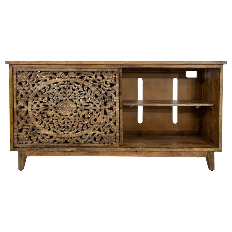Yosemite Home Decor Gracia Large Mango and Solid Acacia Wood Cabinet in Brown