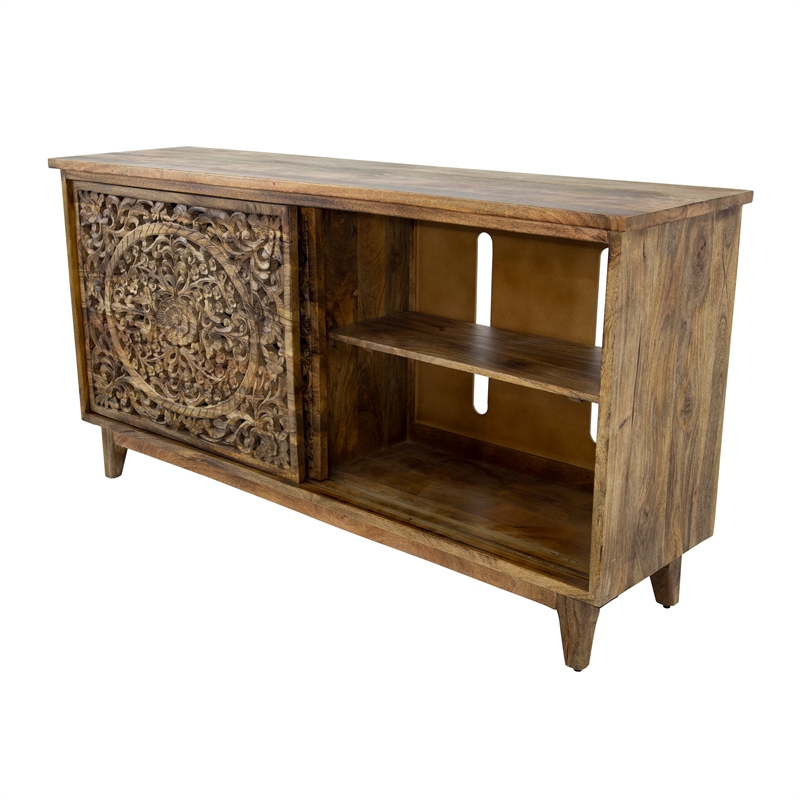 Yosemite Home Decor Gracia Large Mango and Solid Acacia Wood Cabinet in Brown