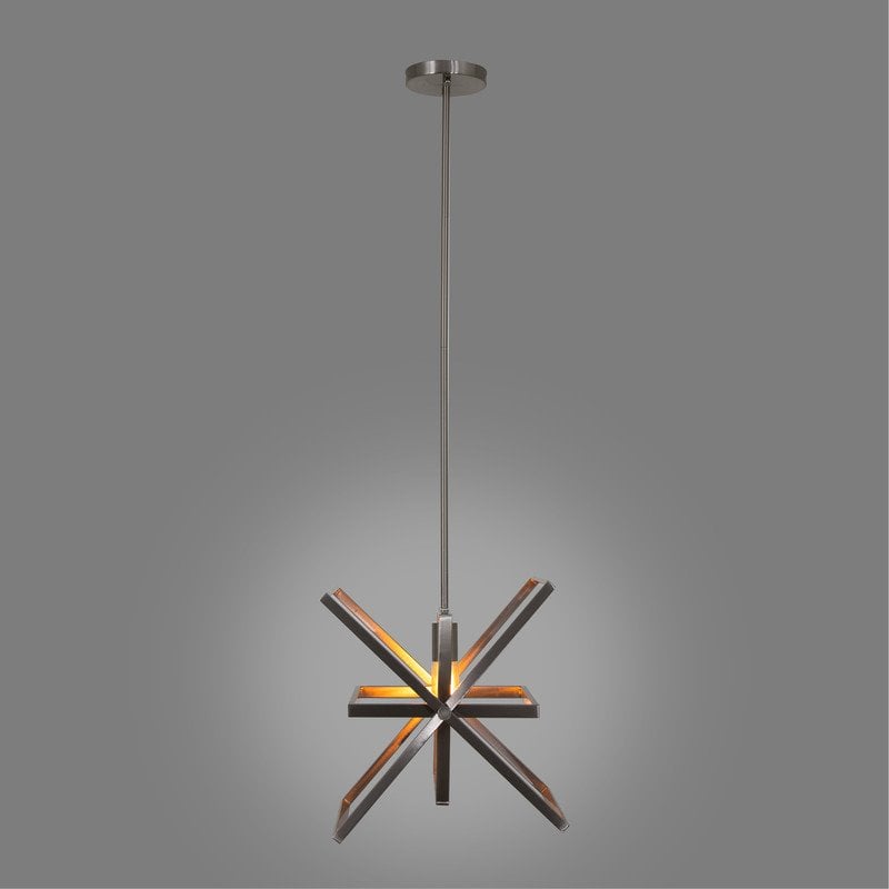 Yosemite Home Decor Aquarius 1-Light Geometric Metal Pendant in Matte Black