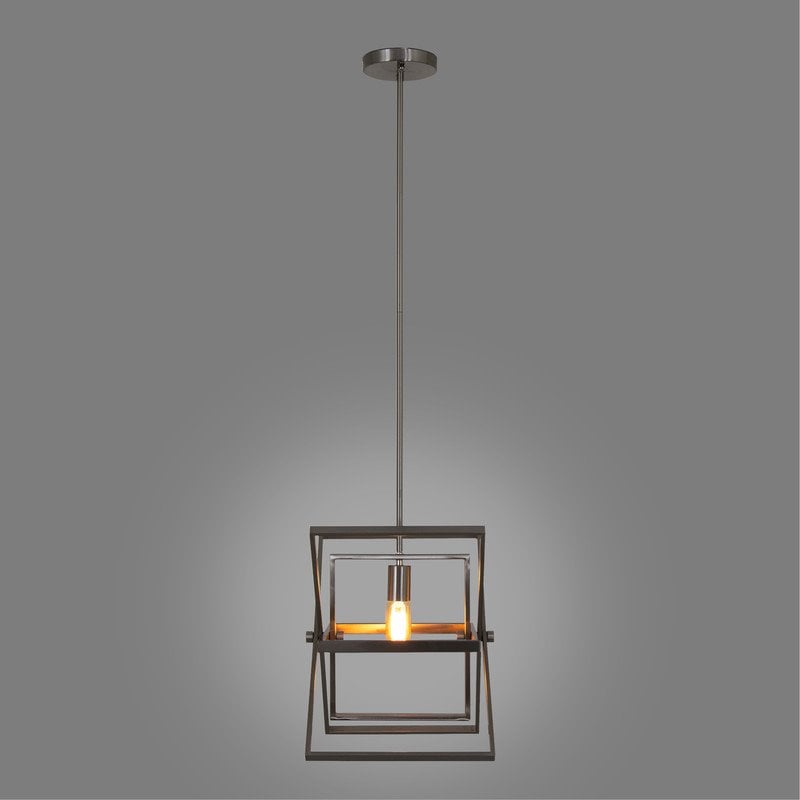 Yosemite Home Decor Aquarius 1-Light Geometric Metal Pendant in Matte Black