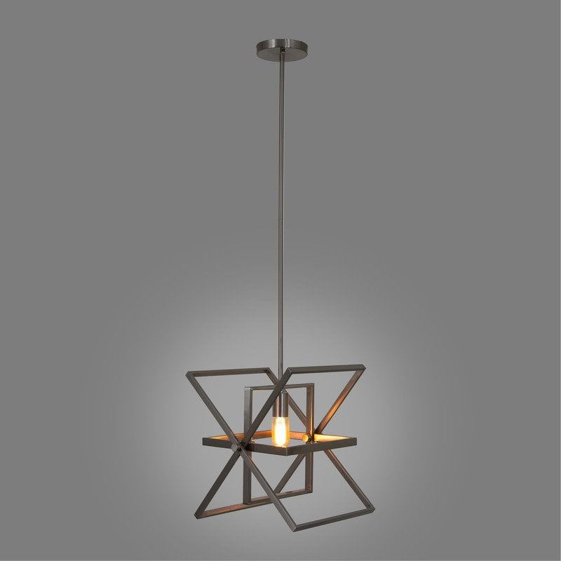 Yosemite Home Decor Aquarius 1-Light Geometric Metal Pendant in Matte Black