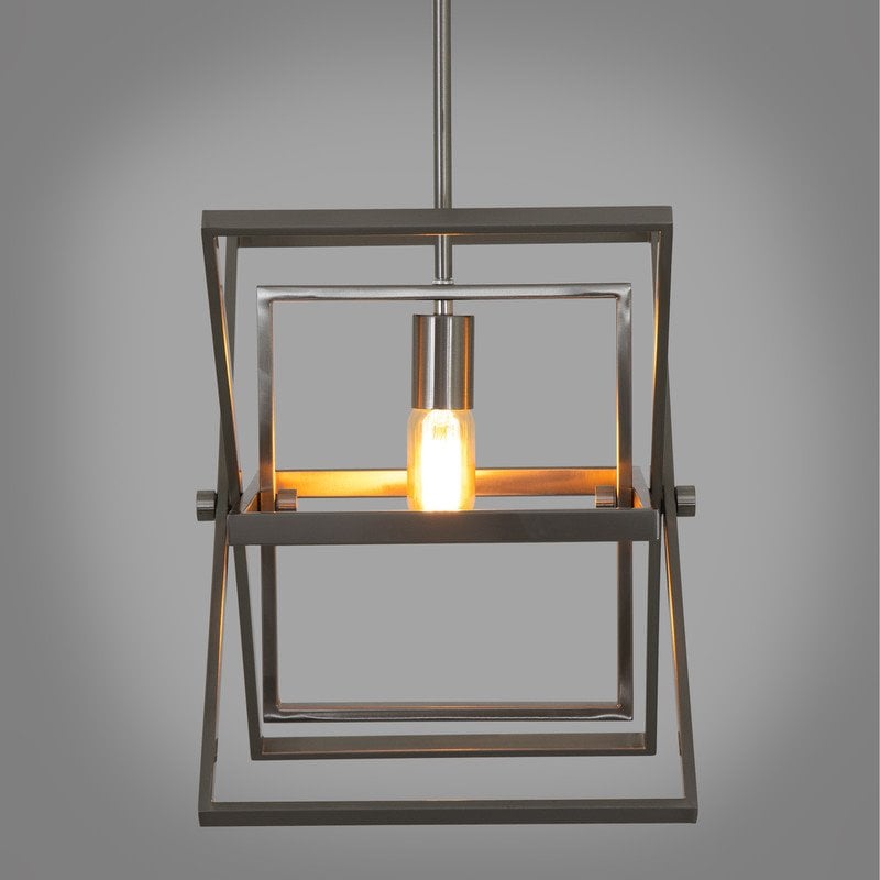Yosemite Home Decor Aquarius 1-Light Geometric Metal Pendant in Matte Black