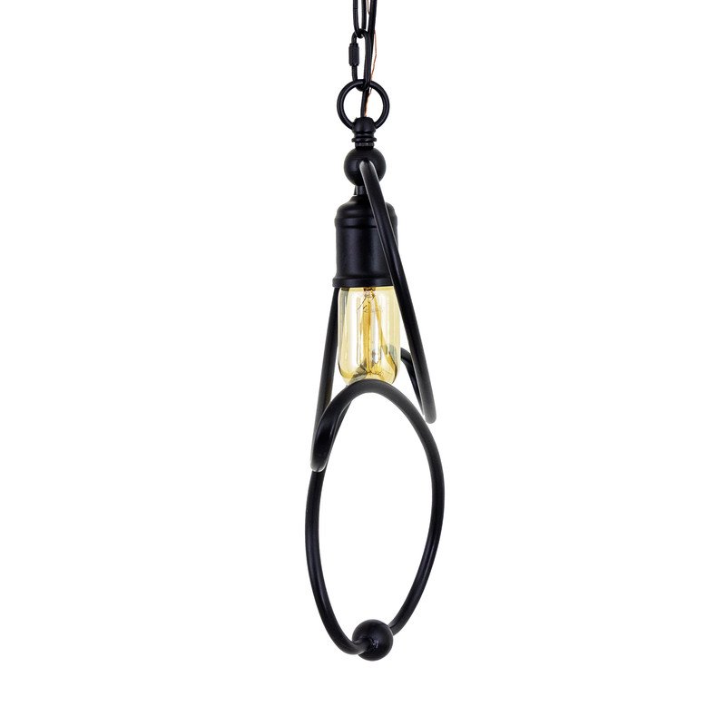 Yosemite Home Decor Belt 1-Light Orbital Geometric Metal Pendant in Matte Black