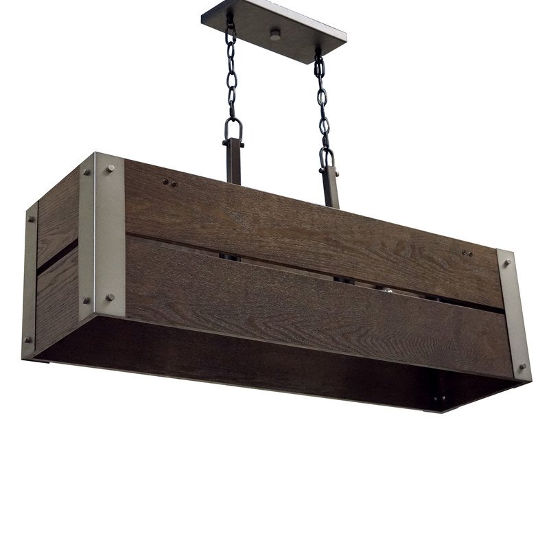 Yosemite Home Decor Corbin 4-Light Metal/Dark Stained Wood Chandelier in Brown