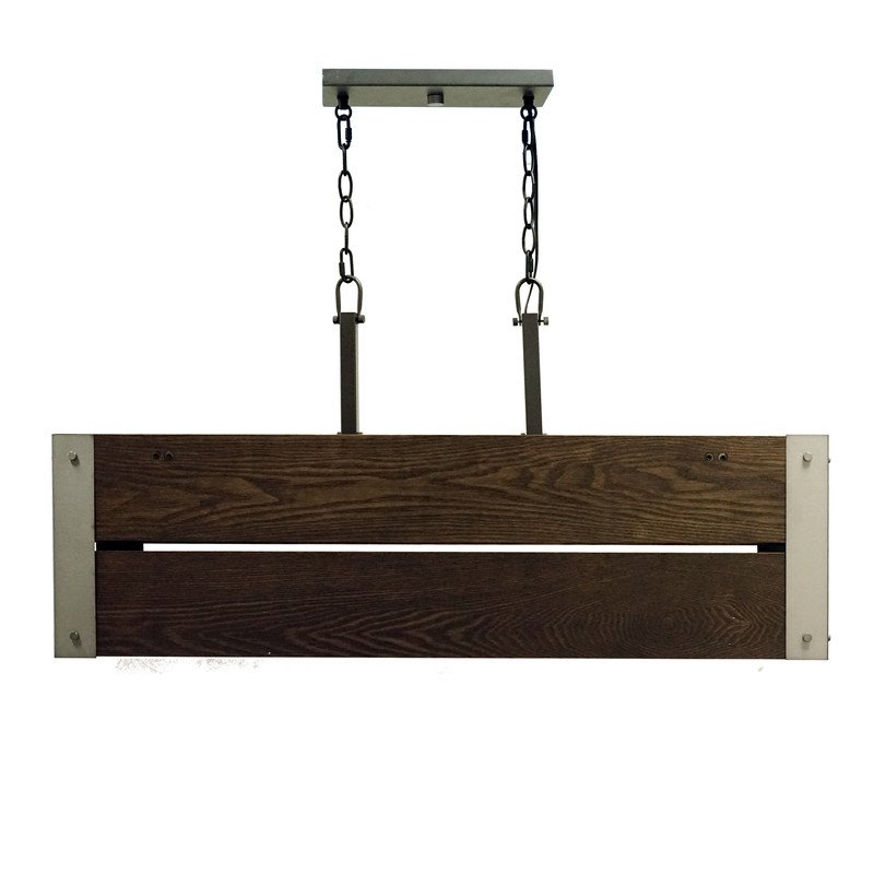 Yosemite Home Decor Corbin 4-Light Metal/Dark Stained Wood Chandelier in Brown