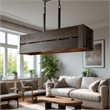 Yosemite Home Decor Corbin 4-Light Metal/Dark Stained Wood Chandelier in Brown