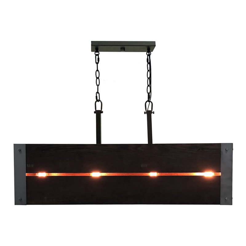 Yosemite Home Decor Corbin 4-Light Metal/Dark Stained Wood Chandelier in Brown