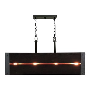 Yosemite Home Decor Corbin 4-Light Metal/Dark Stained Wood Chandelier in Brown