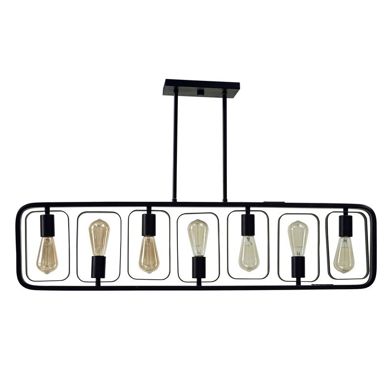 Yosemite Home Decor Perseus 7-Light Metal Island Chandelier in Matte Black