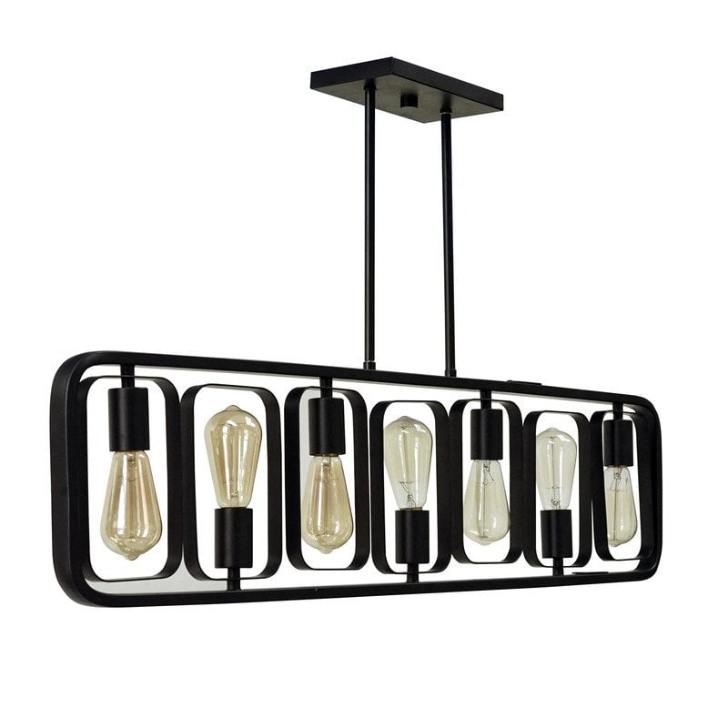 Yosemite Home Decor Perseus 7-Light Metal Island Chandelier in Matte Black