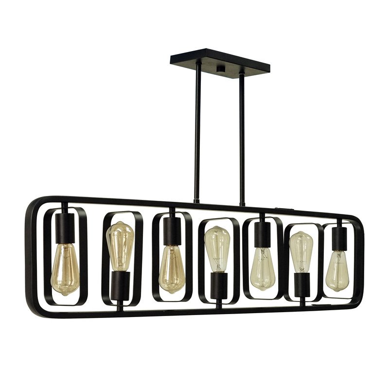 Yosemite Home Decor Perseus 7-Light Metal Island Chandelier in Matte Black