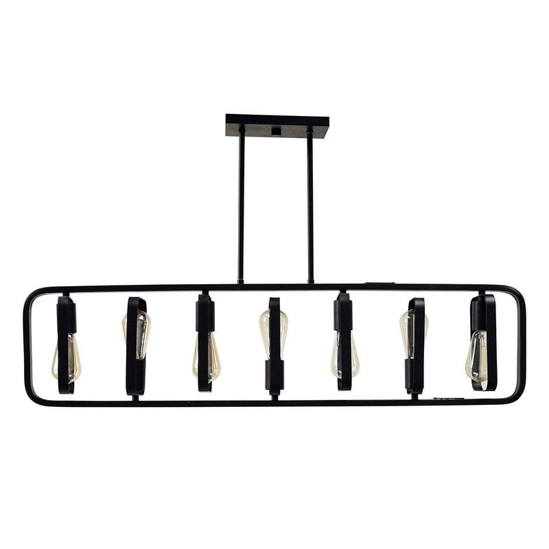 Yosemite Home Decor Perseus 7-Light Metal Island Chandelier in Matte Black