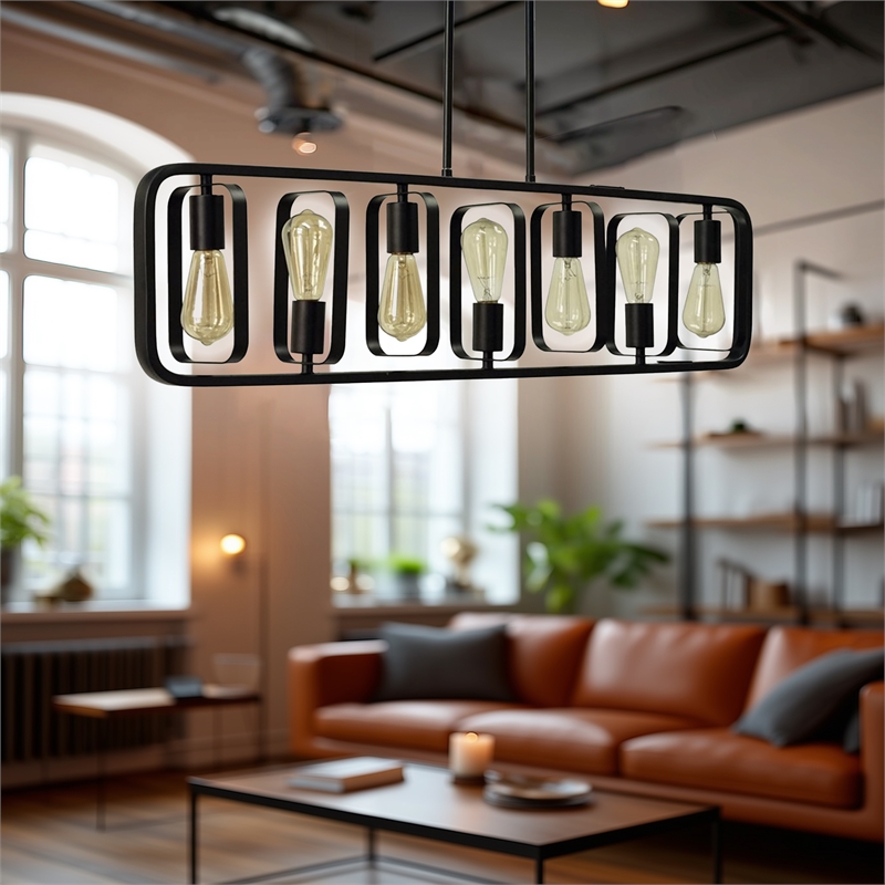 Yosemite Home Decor Perseus 7-Light Metal Island Chandelier in Matte Black