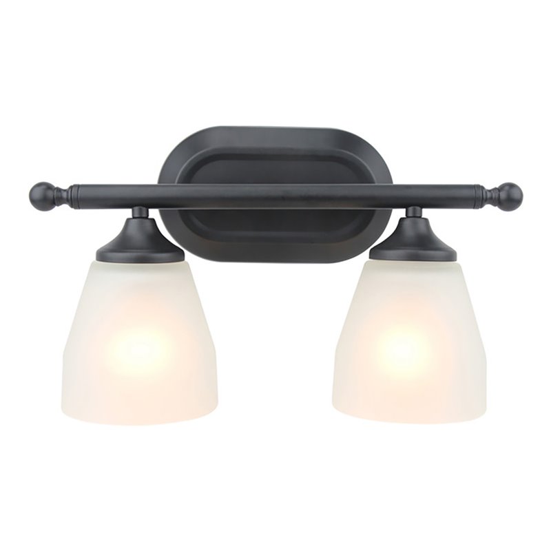Yosemite Home Decor Jordan 2-Light Metal/Glass Vanity Light in Matte Black