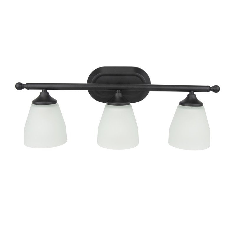 Yosemite Home Decor Jordan 3-Light Metal/Glass Vanity Light in Matte Black