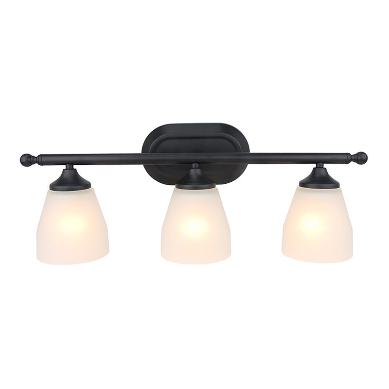 Yosemite Home Decor Jordan 3-Light Metal/Glass Vanity Light in Matte Black