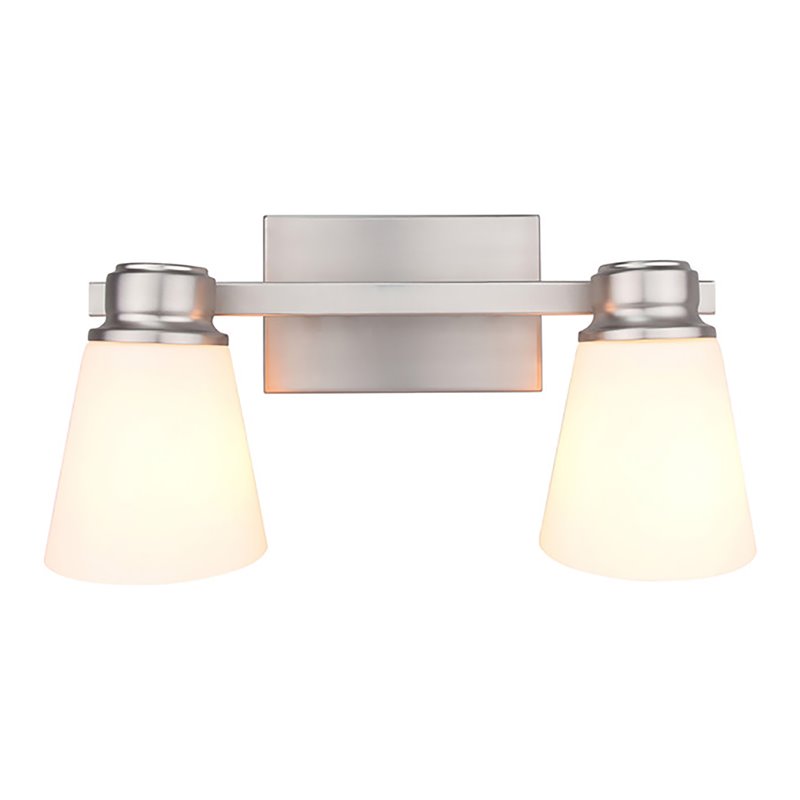 Yosemite Home Decor Jordan 2 Lights Metal/Glass Vanity Light in Satin Nickel