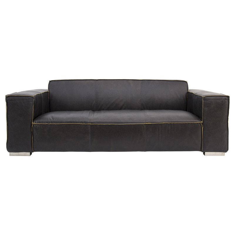 Yosemite Home Decor Donovan 3-Seat Leather Sofa in Dark Coffee