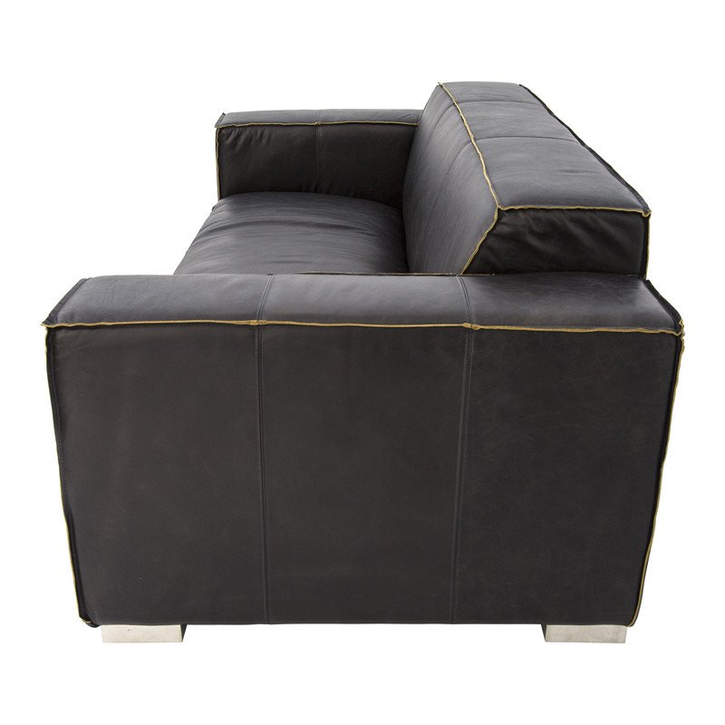 Yosemite Home Decor Donovan 3-Seat Leather Sofa in Dark Coffee
