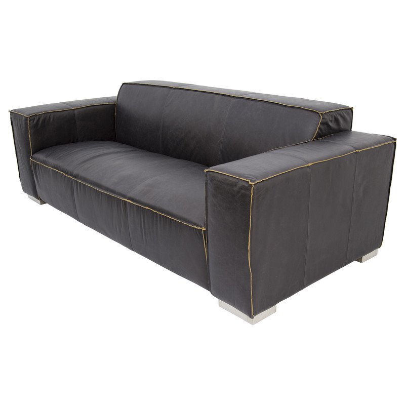 Yosemite Home Decor Donovan 3-Seat Leather Sofa in Dark Coffee