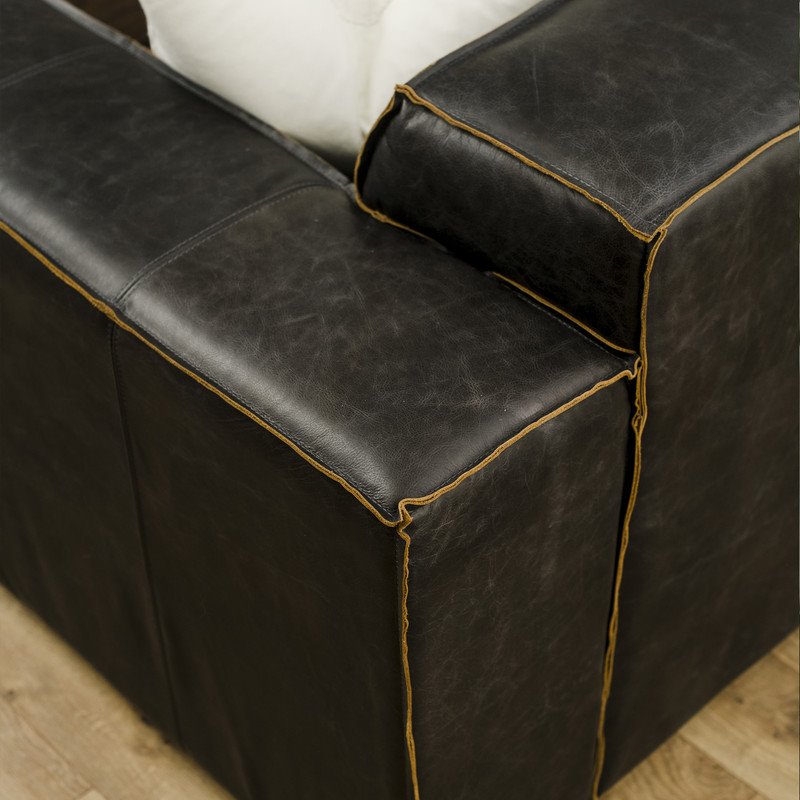 Yosemite Home Decor Donovan 3-Seat Leather Sofa in Dark Coffee