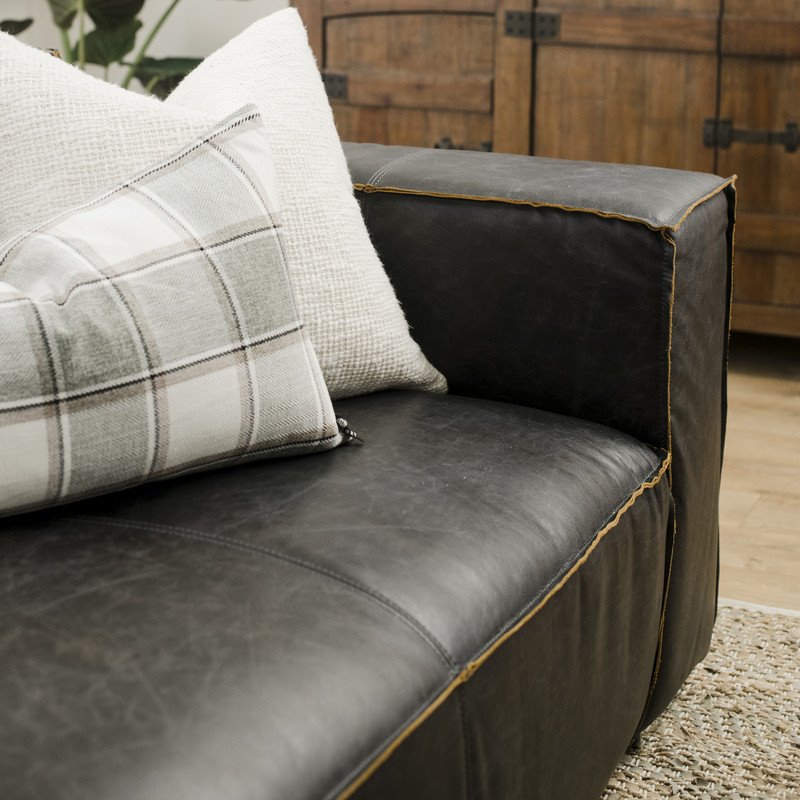 Yosemite Home Decor Donovan 3-Seat Leather Sofa in Dark Coffee