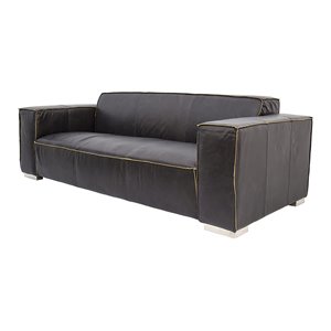 Yosemite Home Decor Donovan 3-Seat Leather Sofa in Dark Coffee