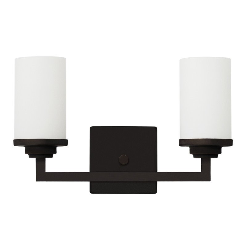Yosemite Home Decor Jordan 2-Light Metal/Glass Vanity Light in Ebony Bronze