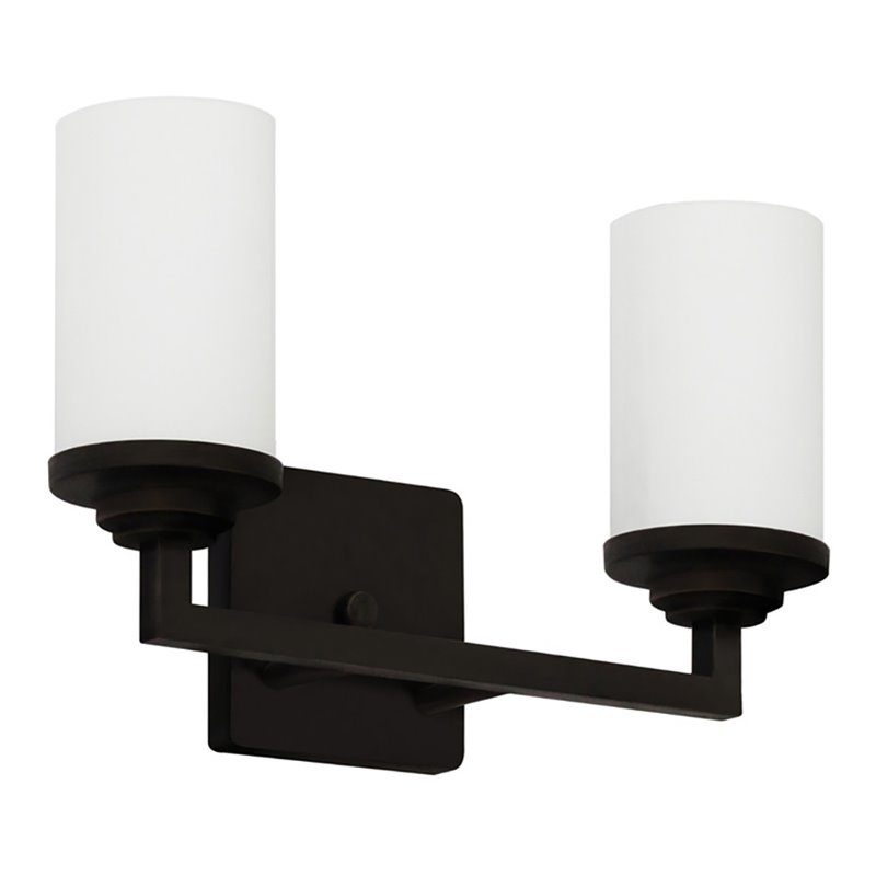 Yosemite Home Decor Jordan 2-Light Metal/Glass Vanity Light in Ebony Bronze