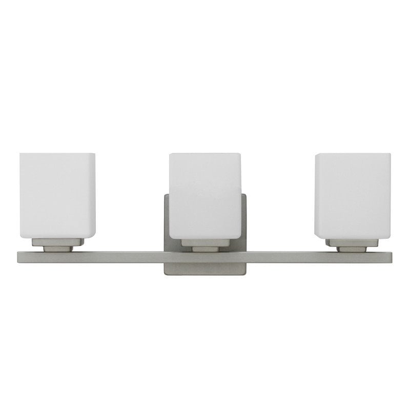 Yosemite Home Decor Jordan 3-Light Metal and Glass Vanity Light in Satin Nickel