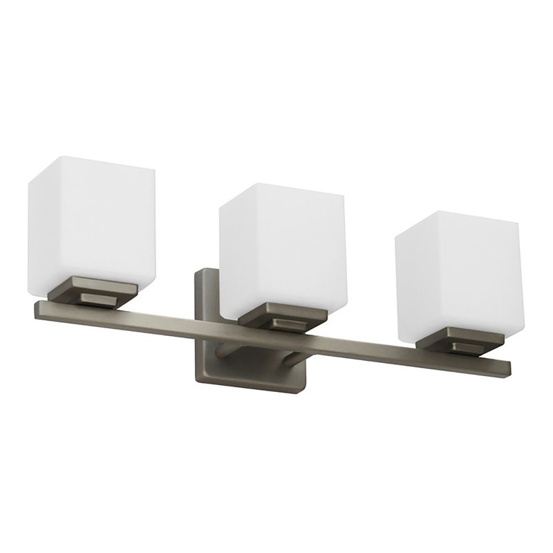 Yosemite Home Decor Jordan 3-Light Metal and Glass Vanity Light in Satin Nickel
