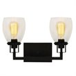 Yosemite Home Decor Jordan 2-Light Metal/Glass Vanity Light in Clear/Matte Black