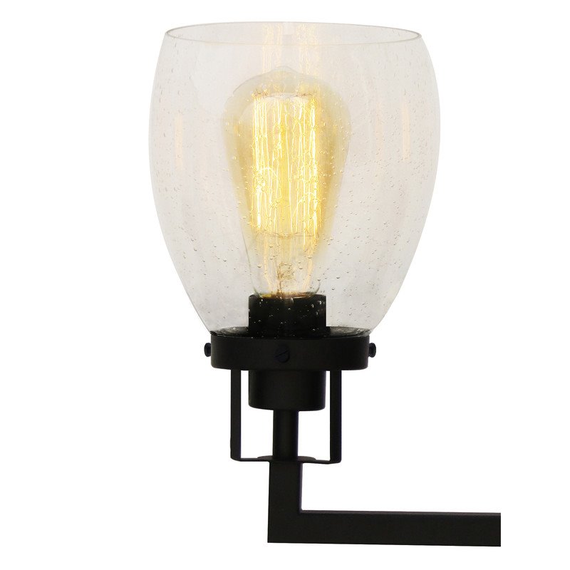 Yosemite Home Decor Jordan 2-Light Metal/Glass Vanity Light in Clear/Matte Black
