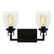 Yosemite Home Decor Jordan 2-Light Metal/Glass Vanity Light in Clear/Matte Black