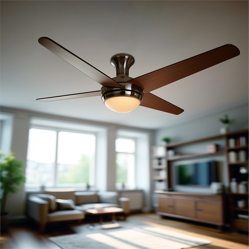 Yosemite Home Decor Taysom 2-Light 4-Blade Wood Ceiling Fan in Polished Nickel