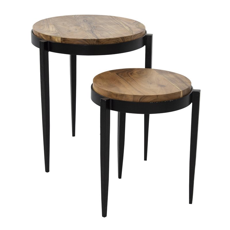 Yosemite Home Decor Raju Wood/Iron Nesting Tables in Multi-Color