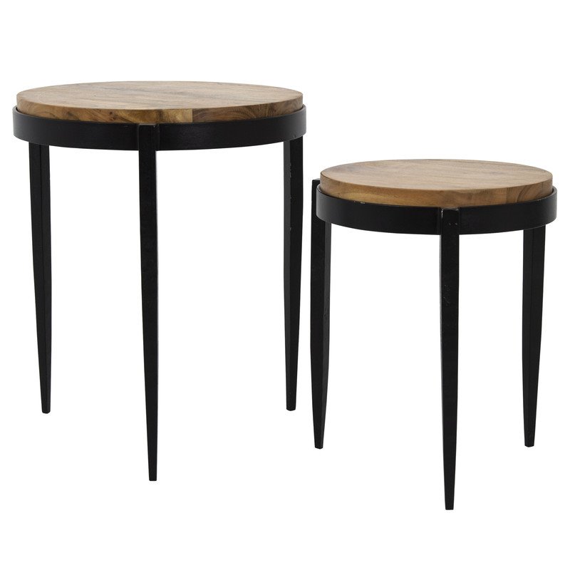 Yosemite Home Decor Raju Wood/Iron Nesting Tables in Multi-Color