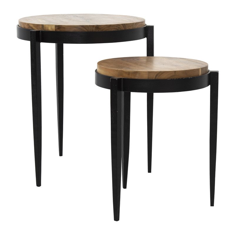Yosemite Home Decor Raju Wood/Iron Nesting Tables in Multi-Color