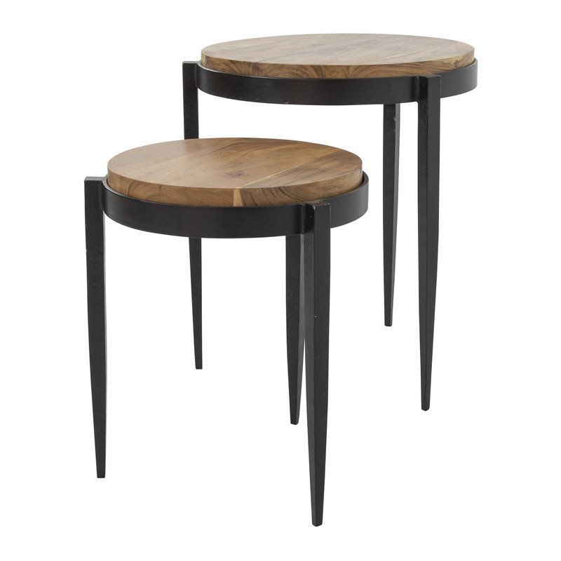 Yosemite Home Decor Raju Wood/Iron Nesting Tables in Multi-Color
