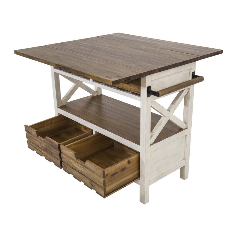 Yosemite Home Decor Cassidy Farmhouse Wood Kitchen Island in White