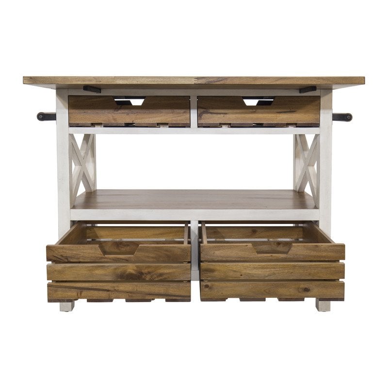 Yosemite Home Decor Cassidy Farmhouse Wood Kitchen Island in White
