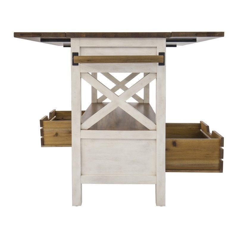 Yosemite Home Decor Cassidy Farmhouse Wood Kitchen Island in White