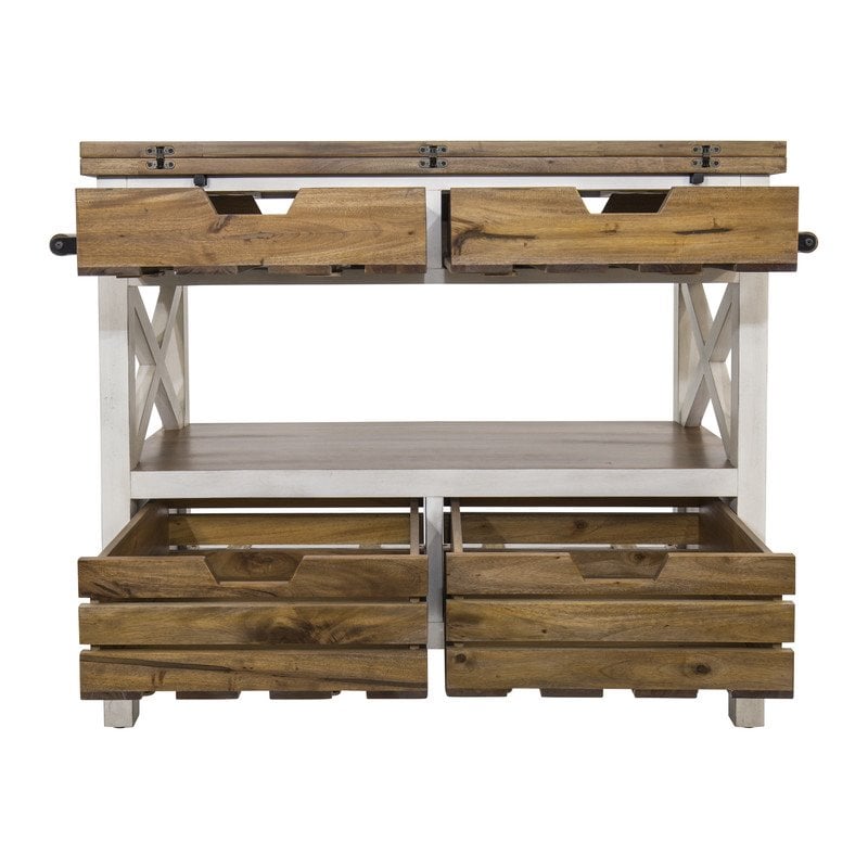Yosemite Home Decor Cassidy Farmhouse Wood Kitchen Island in White